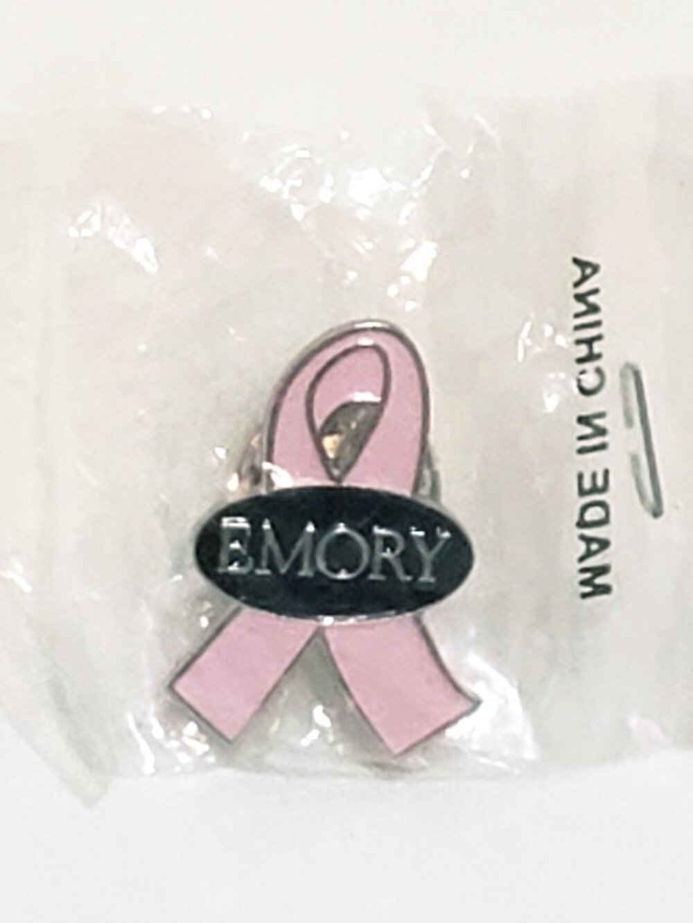 Emory Pink Ribbon Lapel Pin 1" New